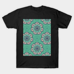 Floral Mandala Tile in Mint & Lavender T-Shirt